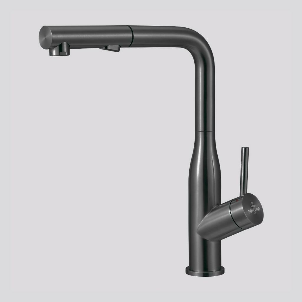 Villeroy & Boch Modern Steel 2.0 Pull Out Spray Sink Mixer - LF Gun Metal 96188S7