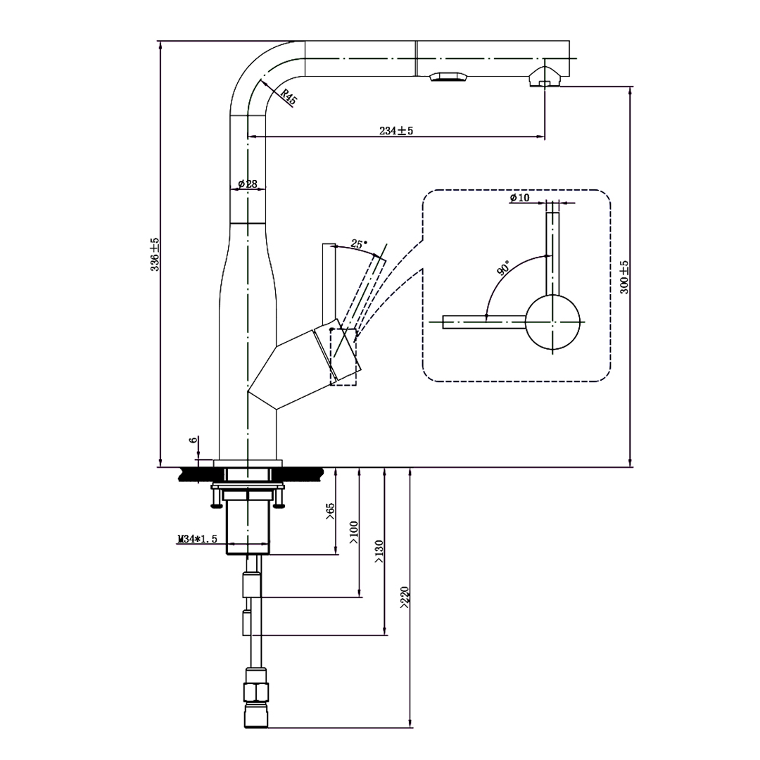 Villeroy & Boch Modern Steel 2.0 Pull Out Spray Sink Mixer - LF Gun Metal 96188S7