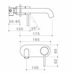 Caroma Liano II 175mm Round Wall Basin/Bath Mixer Set (Includes In-Wall Body) - LF Gun Metal - 96345GM6AF