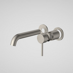 Caroma Liano II 175mm Wall Basin & Bath Mixer with Round Cover Plates (Trim Kit Only) - LF Brushed Nickel - 96348BN6AF