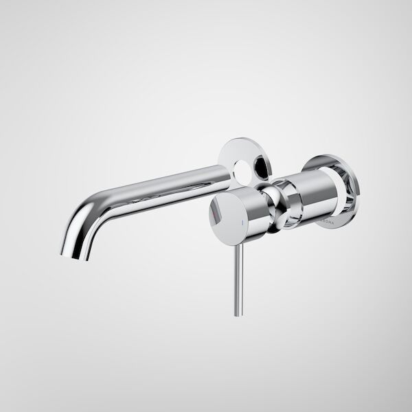 Caroma Liano II 175mm Wall Basin & Bath Mixer with Round Cover Plates (Trim Kit Only) - LF Chrome - 96348C6AF