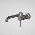 Caroma Liano II 175mm Wall Basin & Bath Mixer with Round Cover Plates (Trim Kit Only) - LF Gun Metal - 96348GM6AF