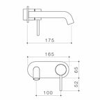 Caroma Liano II Round 175mm Wall Basin / Bath Trim Kit - LF Gun Metal - 96349GM6AF
