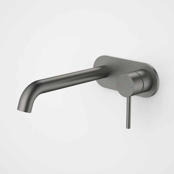 Caroma Liano II 210mm Wall Basin & Bath Mixer (Includes In-Wall Body) - LF Gun Metal - 96353GM6AF