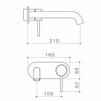 Caroma Liano II 210mm Wall Basin / Bath Trim Kit (Round Cover Plate) - LF Brushed Brass - 96357BB6AF