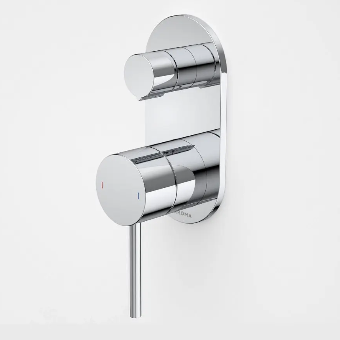 Caroma Liano II Bath / Shower Mixer With Diverter - Rounded Cover Plate - Chrome - 96366C