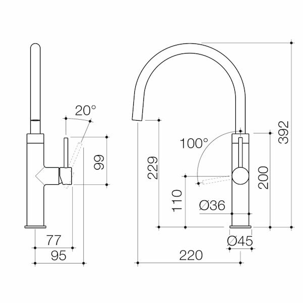 Caroma Liano II Sink Mixer - LF Brushed Nickel - 96379BN56AF