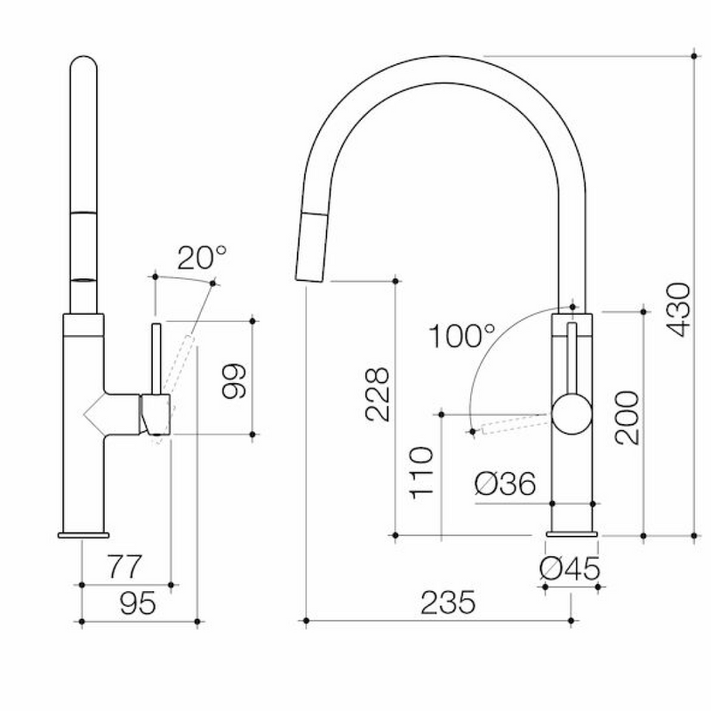 Caroma Liano II Pull Out Sink Mixer - LF Chrome
