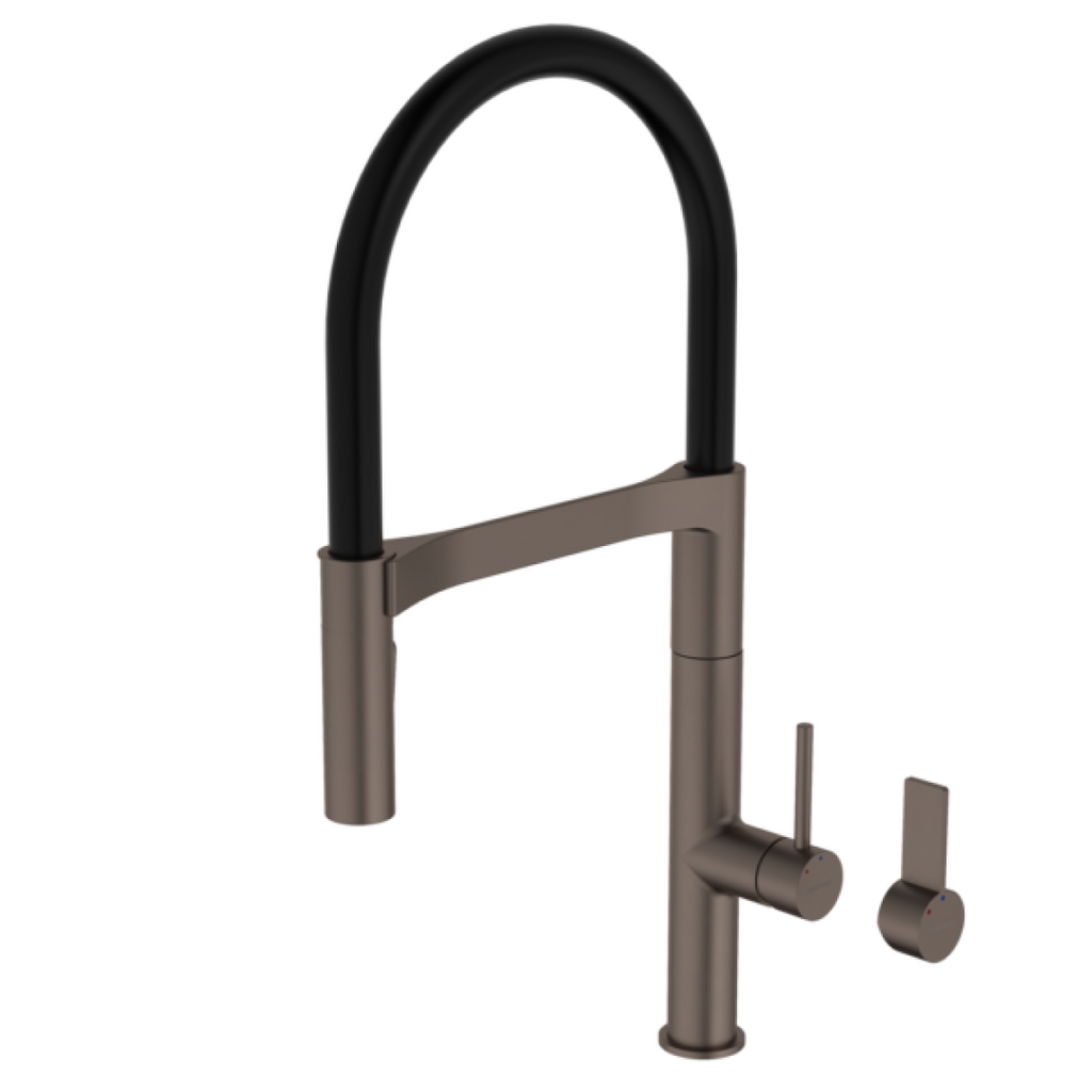 Caroma Liano II Pull Down Sink Mixer with Dual Spray - Brushed Bronze - LF - 96381BBZ56AF
