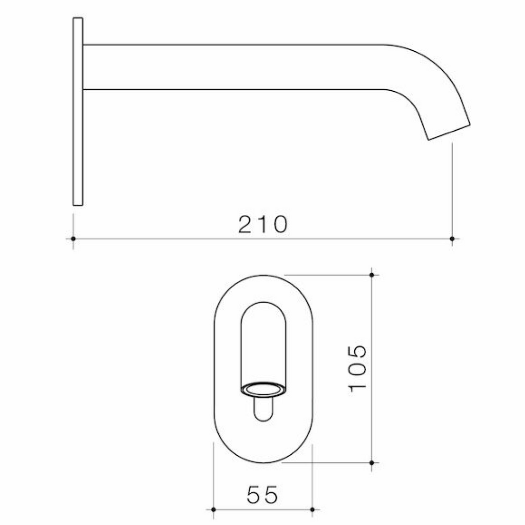 Caroma Liano II Sensor 210 Wall Outlet Includes In-Wall Body - LF Gun Metal - 96388GM6AF