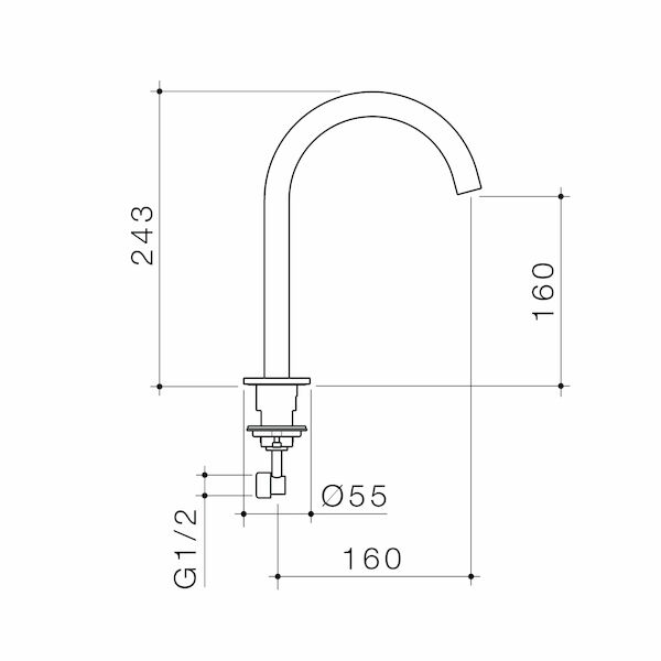 Caroma Liano II 160mm Hob Swivel Outlet - LF Brushed Nickel - 96400BN65AF