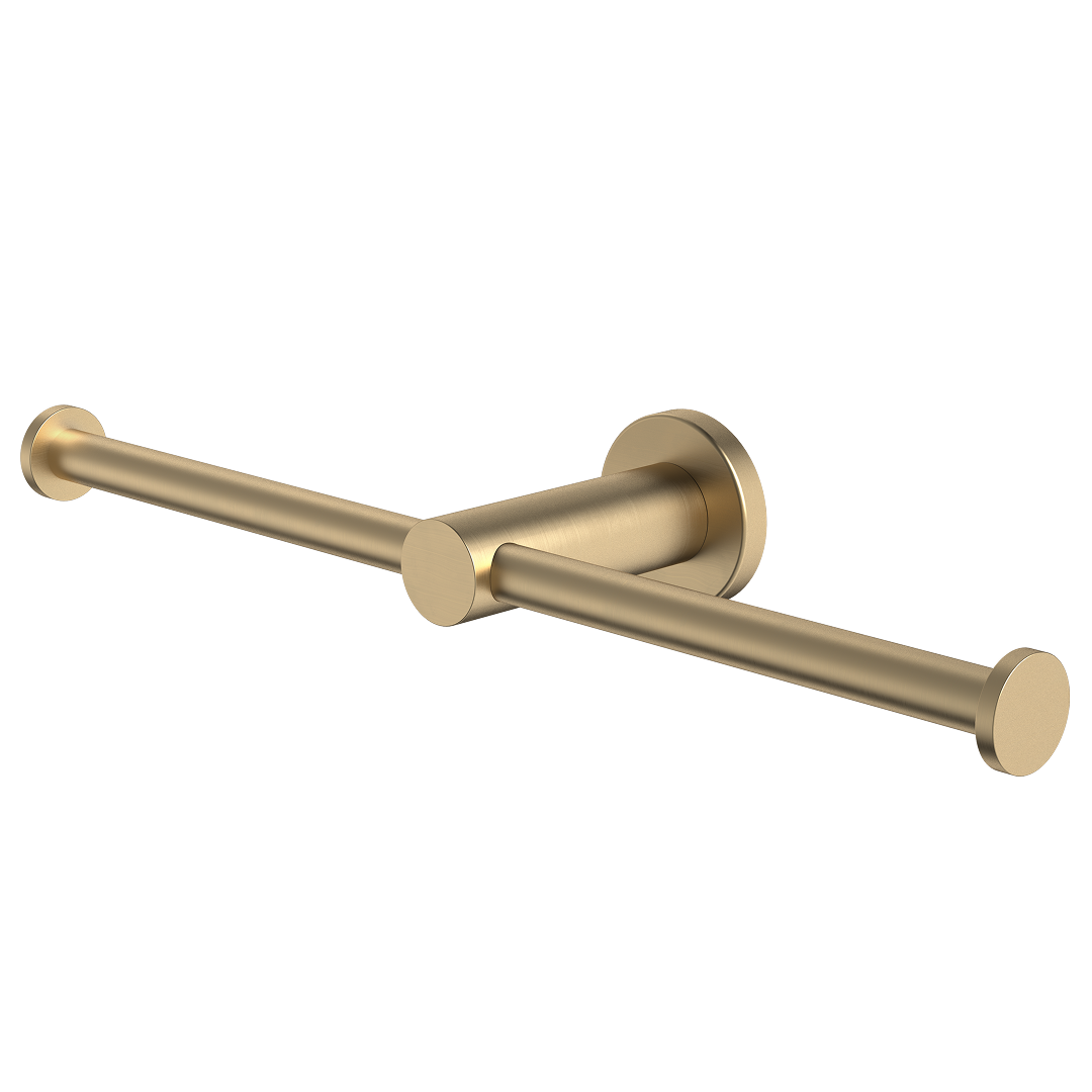 Caroma Liano II Double Toilet Roll Holder - Brushed Brass - 96442BB