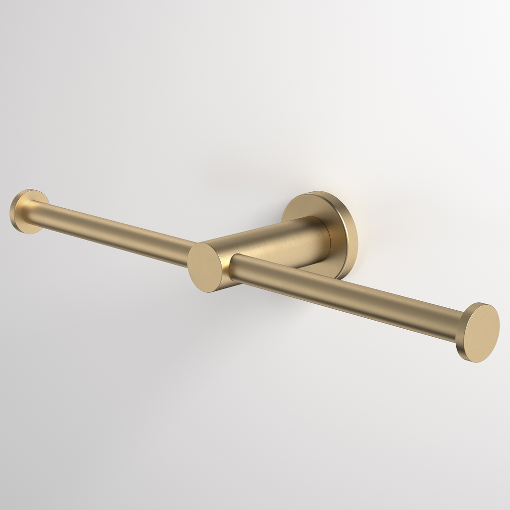 Caroma Liano II Double Toilet Roll Holder - Brushed Brass - 96442BB