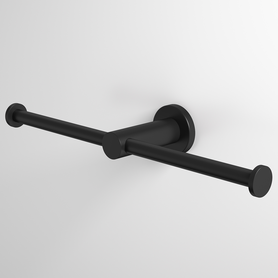Caroma Liano II Double Toilet Roll Holder - Matte Black - 96442B