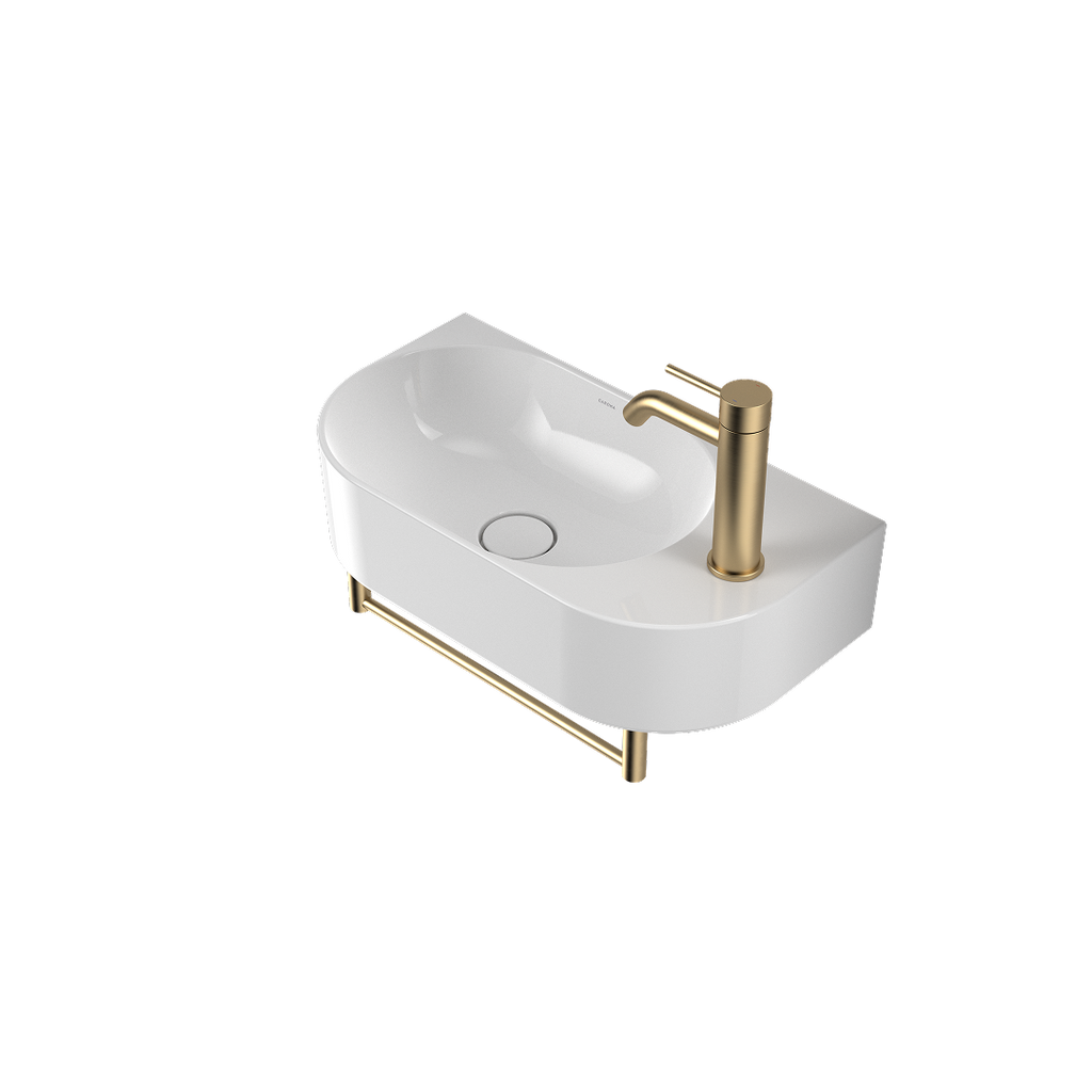 Caroma Liano II Hand Wall Basin Integrated Towel Rail - Brushed Brass - 96457BB