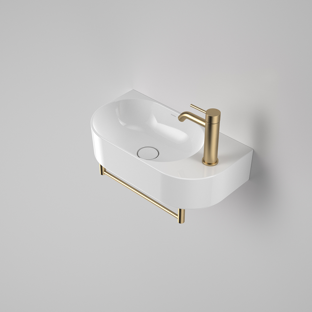 Caroma Liano II Hand Wall Basin Integrated Towel Rail - Brushed Brass - 96457BB