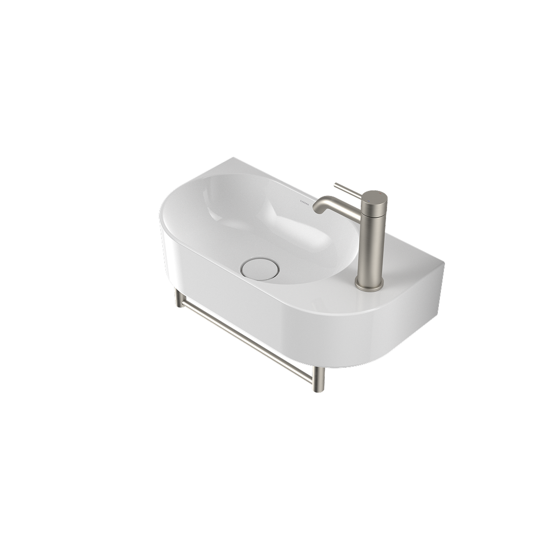 Caroma Liano II Hand Wall Basin Integrated Towel Rail - Brushed Nickel - 96457BN