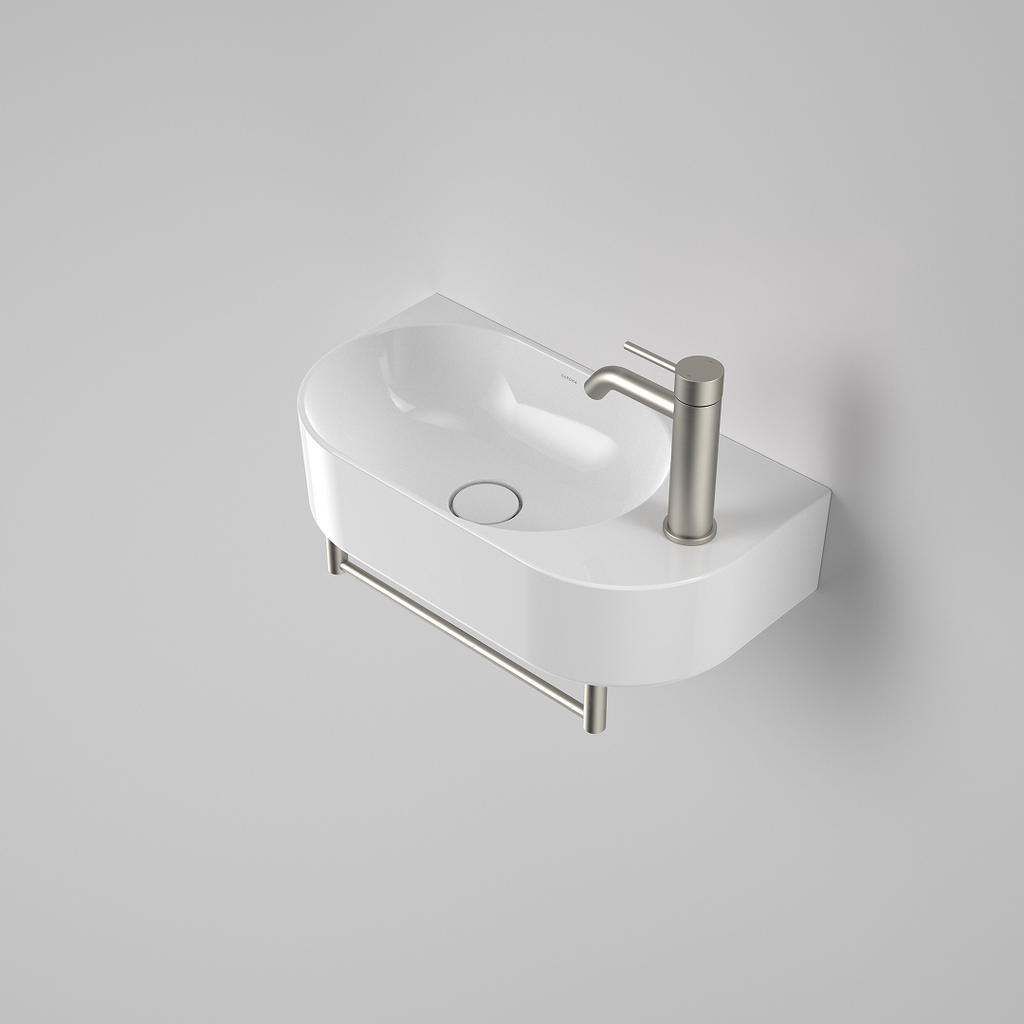 Caroma Liano II Hand Wall Basin Integrated Towel Rail - Brushed Nickel - 96457BN