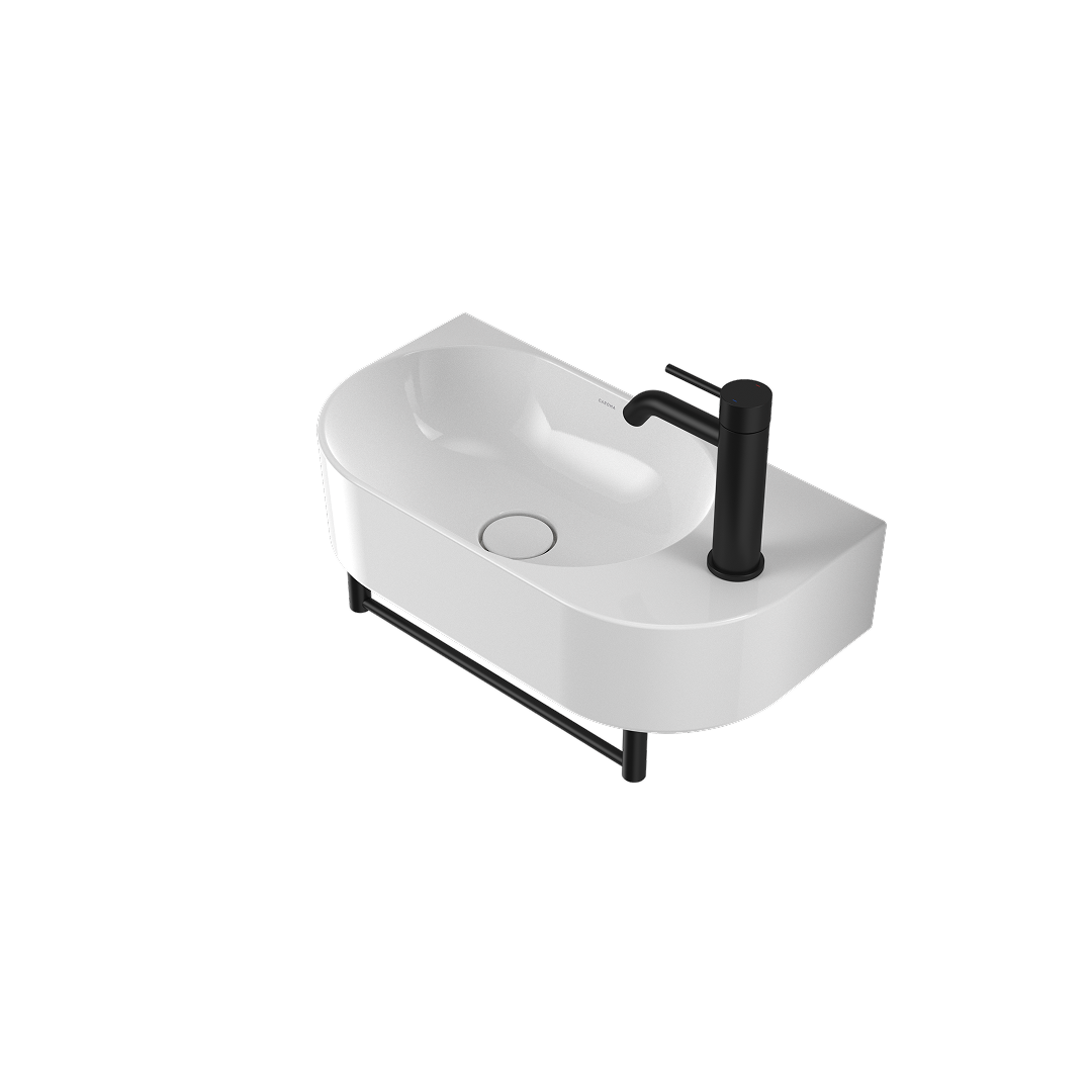 Caroma Liano II Hand Wall Basin Integrated Towel Rail – Matte Black - 96457B