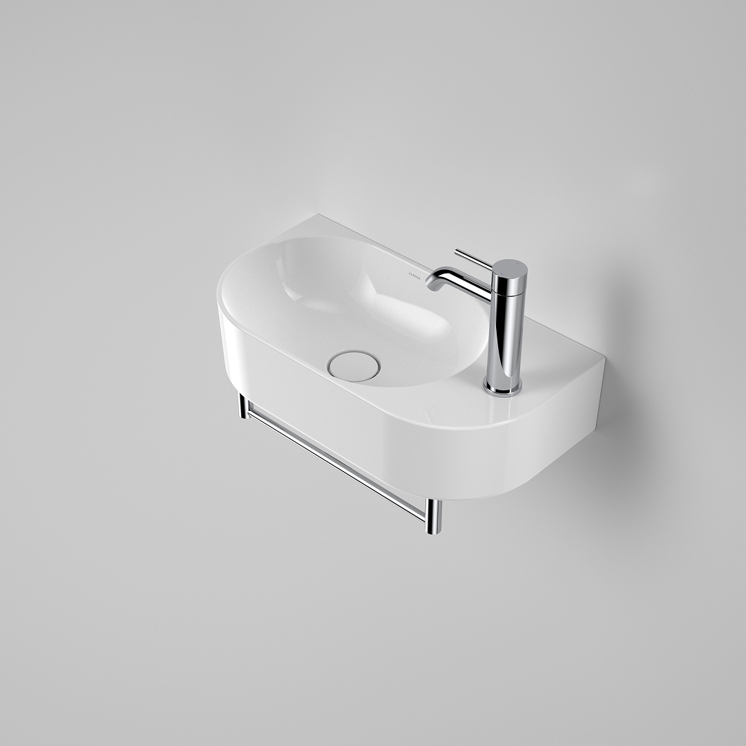 Caroma Liano II Hand Wall Basin Integrated Towel Rail - Chrome - 96457C