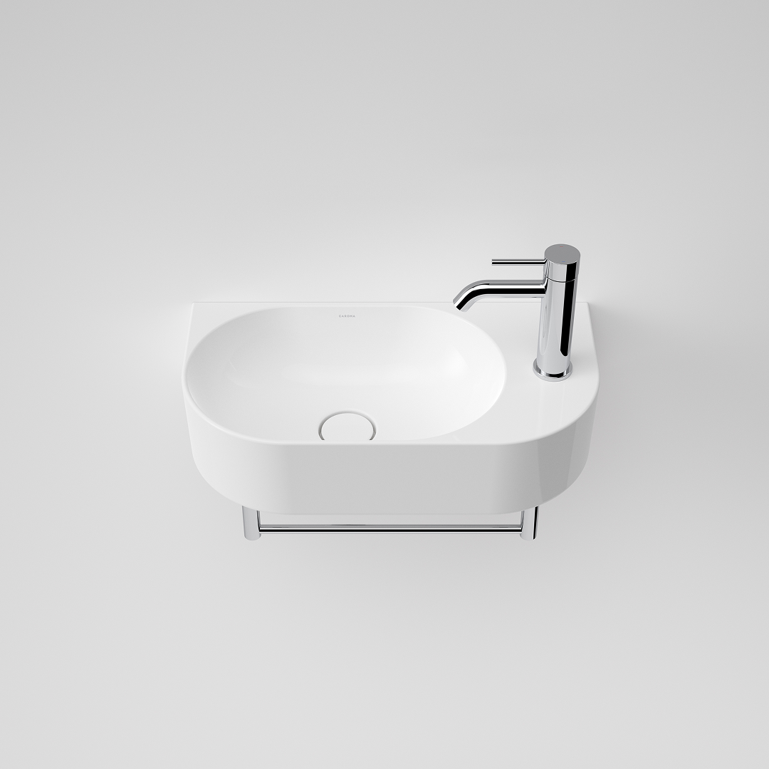 Caroma Liano II Hand Wall Basin Integrated Towel Rail - Chrome - 96457C