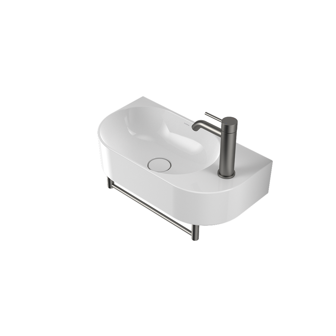 Caroma Liano II Hand Wall Basin Integrated Towel Rail  - Gun Metal - 96457GM