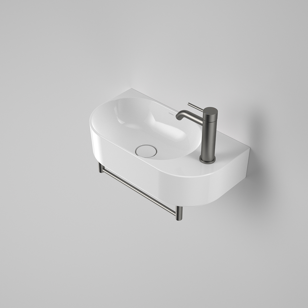 Caroma Liano II Hand Wall Basin Integrated Towel Rail  - Gun Metal - 96457GM