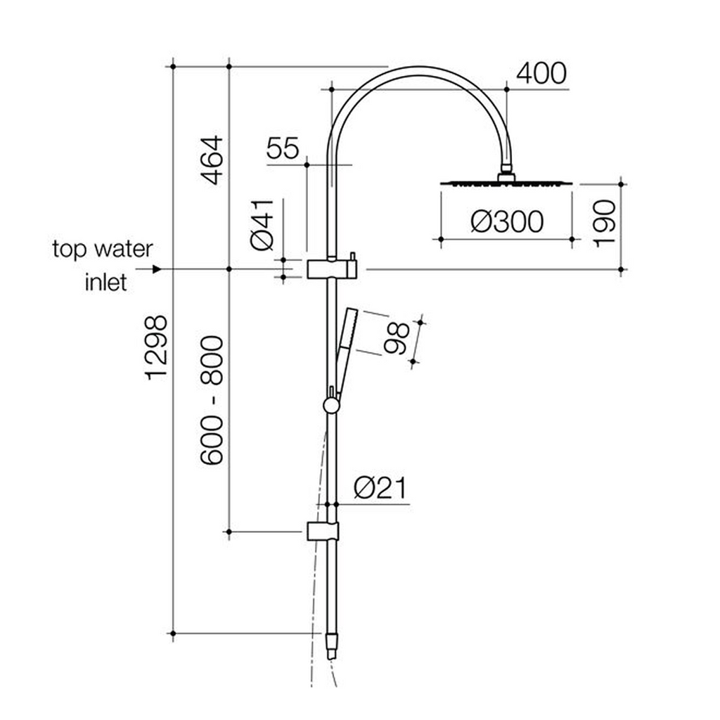 Caroma Liano II Rail Shower with Overhead - Brushed Brass - 96470BN33A