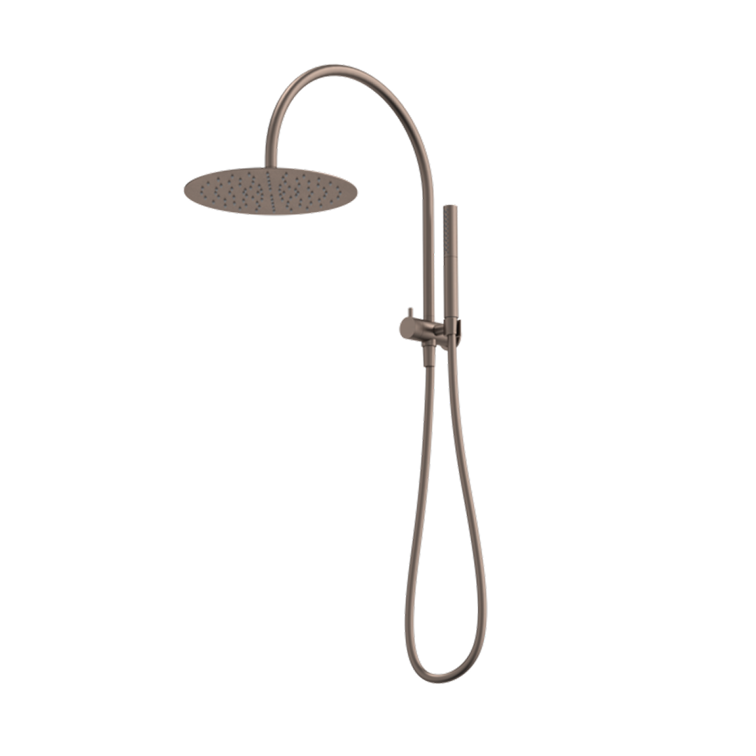 Caroma Liano II Compact Twin Shower with Overhead - Brushed Bronze - 96472BBZ33A