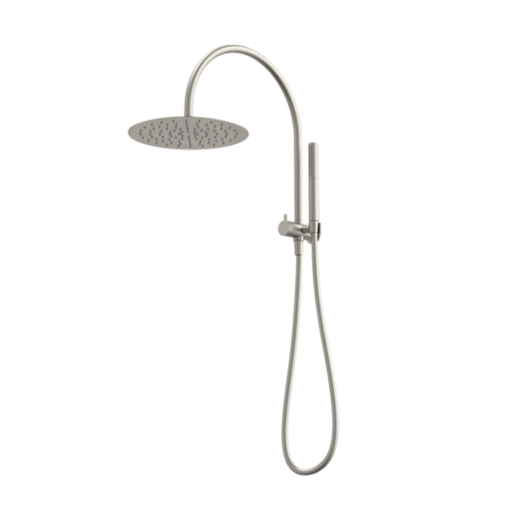Caroma Liano II Compact Twin Shower with Overhead - Brushed Nickel - 96472BN33A