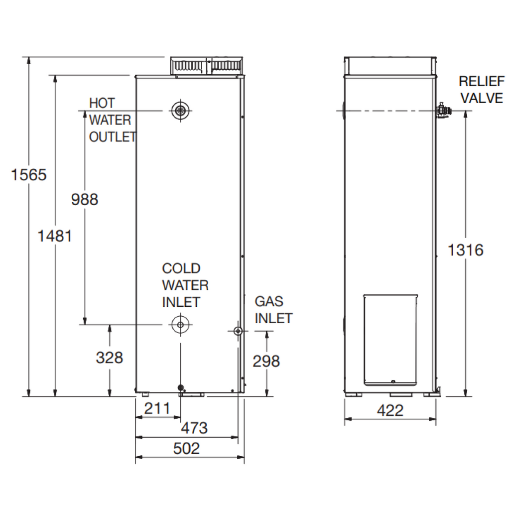 Aquamax Pro-Tec by Rheem 135L Natural Gas Storage Water Heater - 9P8135NG