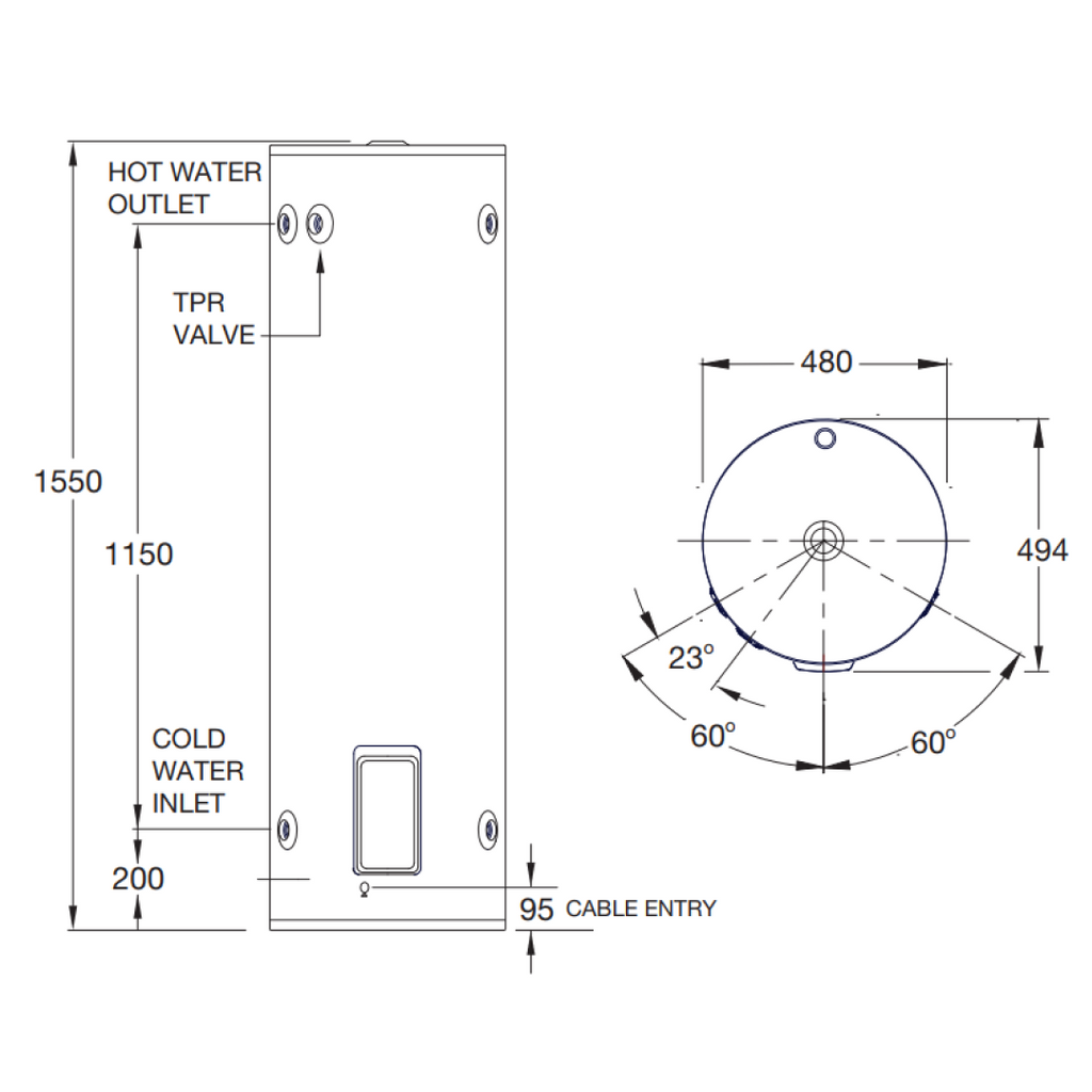 Aquamax Pro-Tec by Rheem 160L Electric Storage Water Heater - 3.6kW 9PS160G7