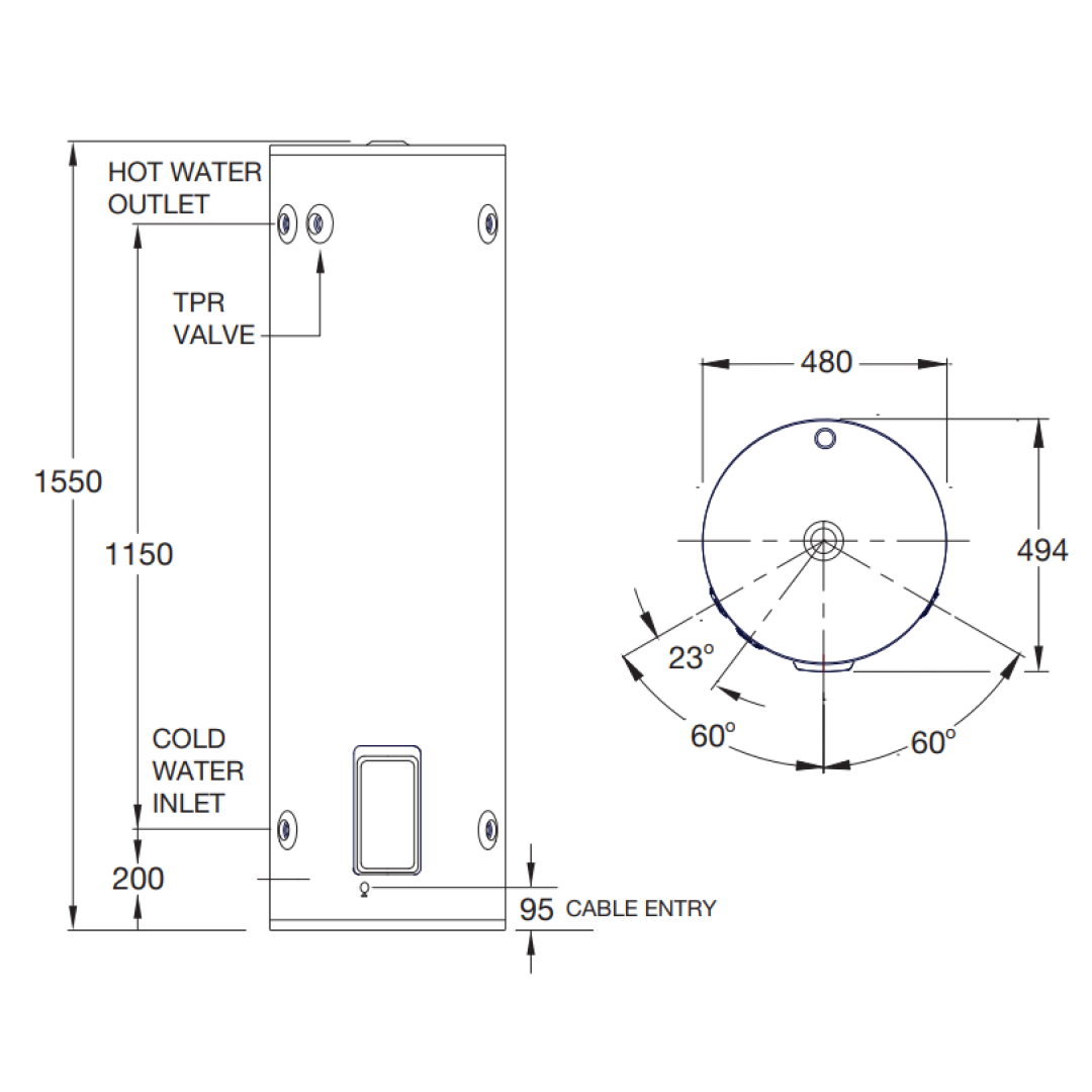 Aquamax Pro-Tec by Rheem 160L Electric Storage Water Heater - 3.6kW 9PS160G7