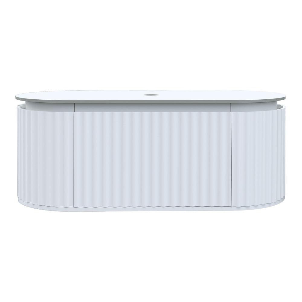 Parisi Abbraccio 1200 Matte White Wall Hung Vanity - Snow White - No Tap Hole - ABR-1200-MW-SW