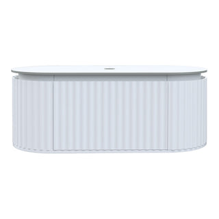 Parisi Abbraccio 1200 Matte White Wall Hung Vanity - Snow White - No Tap Hole - ABR-1200-MW-SW