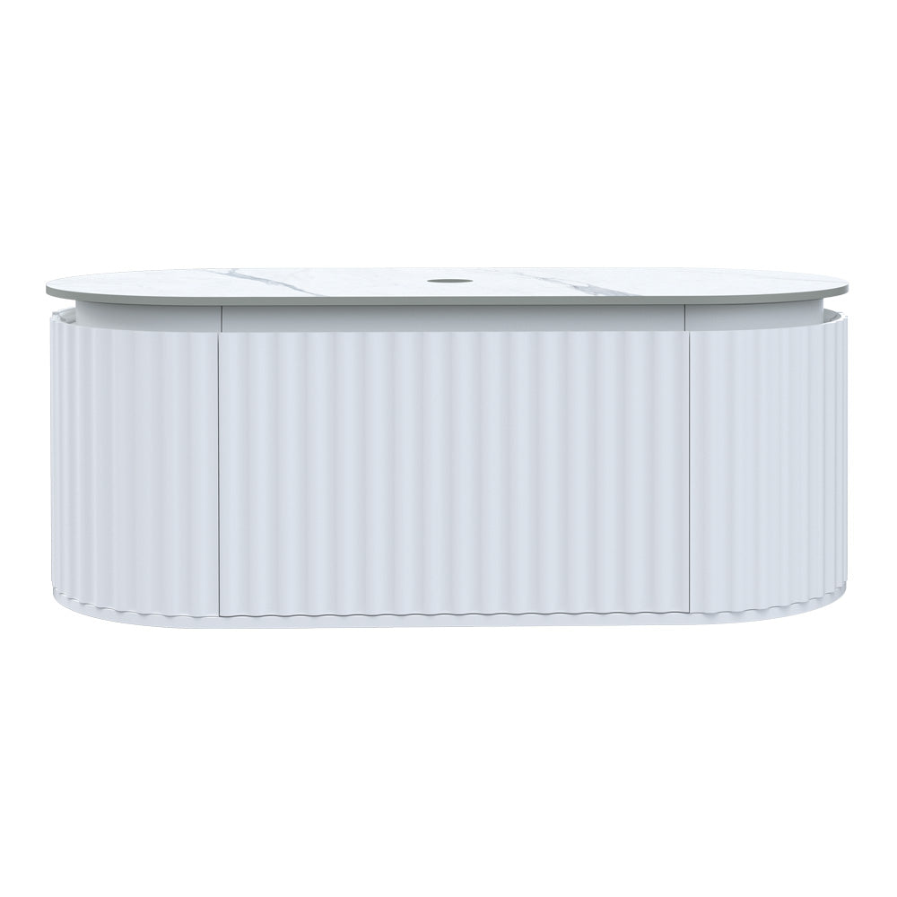 Parisi Abbraccio 1200 Matte White Wall Hung Vanity - Twilight - No Tap Hole - ABR-1200-MW-TW