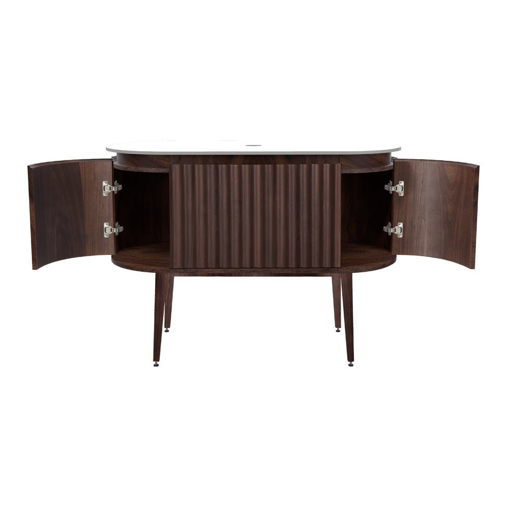Parisi Abbraccio 1200 Black Walnut Floorstanding Vanity - Snow White - No Tap Hole - ABR-1200LGS-BW-SW