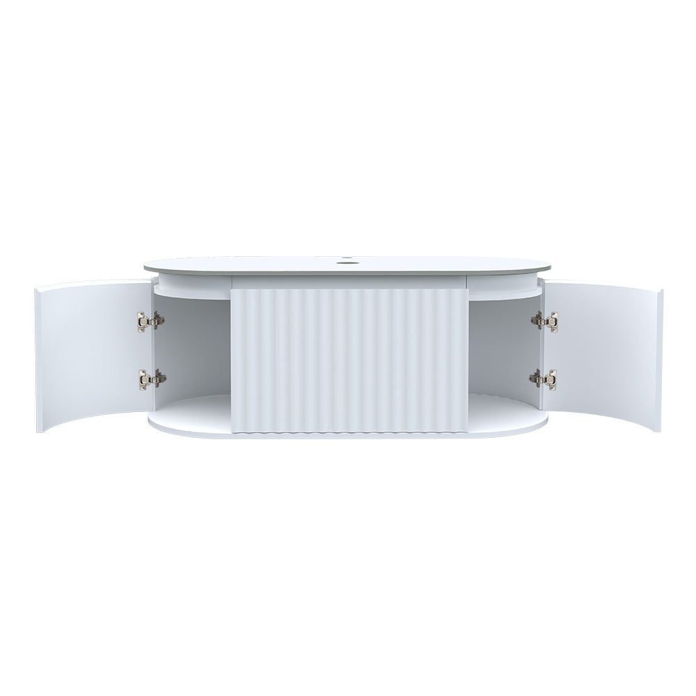 Parisi Abbraccio 1200 Matte White Wall Hung Vanity - Snow White - One Tap Hole - ABR-1201-MW-SW
