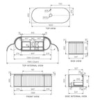 Parisi Abbraccio 1400 Matte White Wall Hung Vanity - Twilight - No Tap Hole - ABR-1400-MW-TW