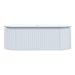 Parisi Abbraccio 1400 Matte White Wall Hung Vanity - Snow White - No Tap Hole - ABR-1400-MW-SW