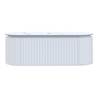 Parisi Abbraccio 1400 Matte White Wall Hung Vanity - Twilight - No Tap Hole - ABR-1400-MW-TW