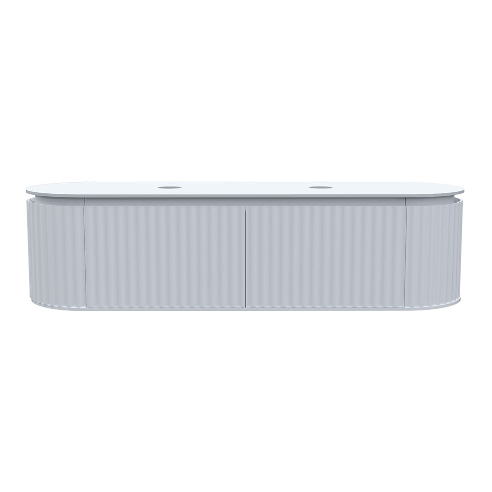 Parisi Abbraccio 1800 Matte White Wall Hung Vanity - Snow White - No Tap Hole - ABR-1800-MW-SW