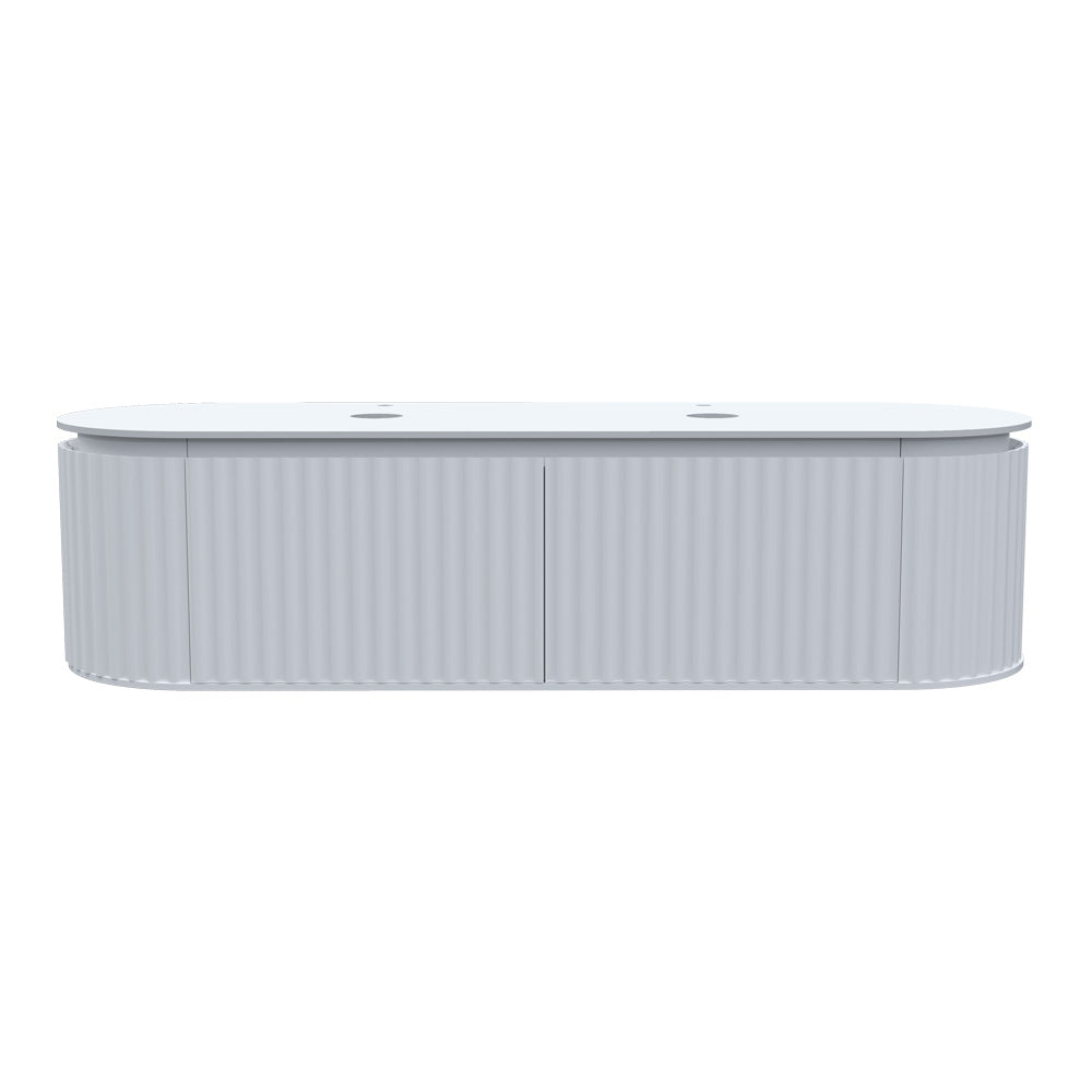 Parisi Abbraccio 1800 Matte White Wall Hung Vanity - Snow White - 2 Tap Holes - ABR-1801-MW-SW