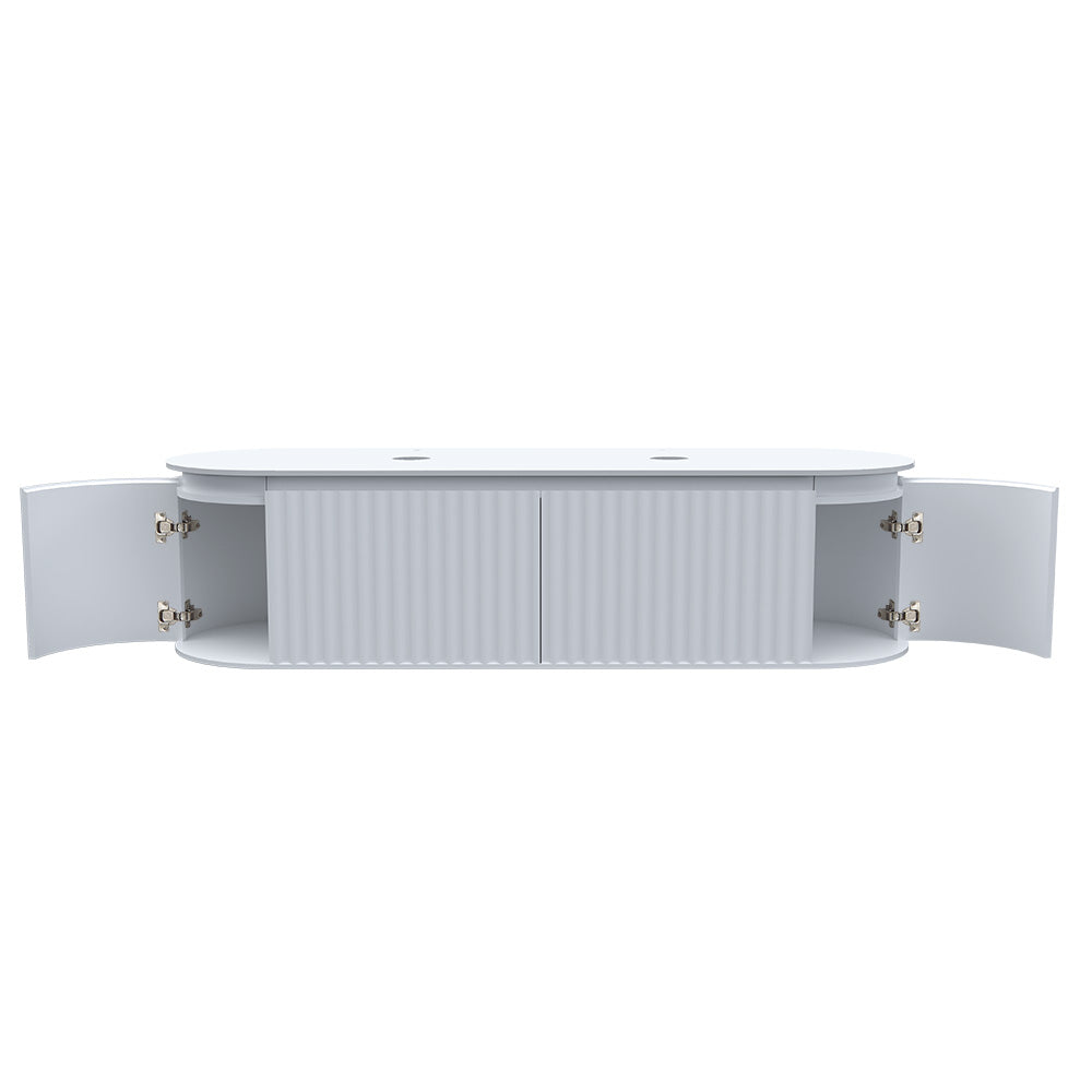 Parisi Abbraccio 1800 Matte White Wall Hung Vanity - Snow White - 2 Tap Holes - ABR-1801-MW-SW