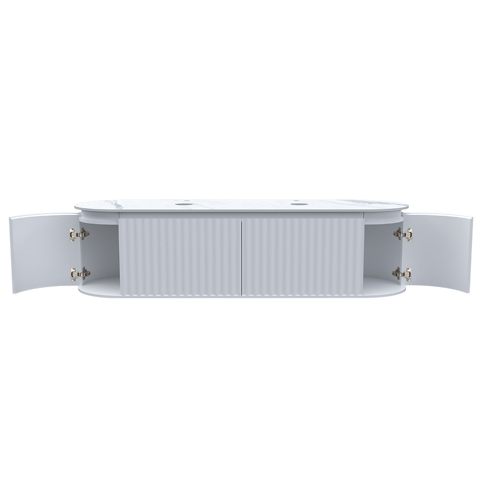 Parisi Abbraccio 1800 Matte White Wall Hung Vanity - Twilight - No Tap Hole - ABR-1800-MW-TW