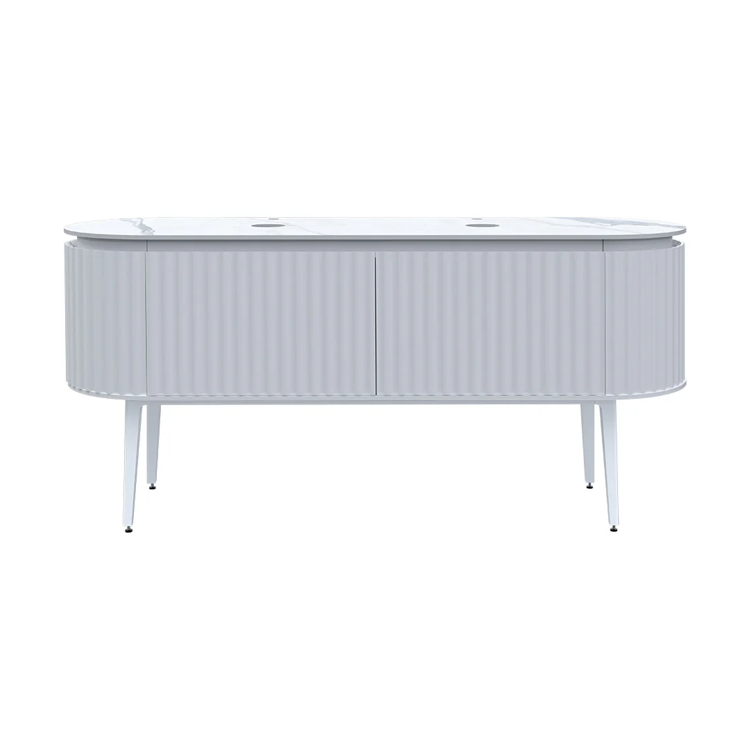 Parisi Abbraccio 1800 Matte White Floorstanding Vanity - Twilight - 2 Tap Holes - ABR-1801LGS-MW-TW