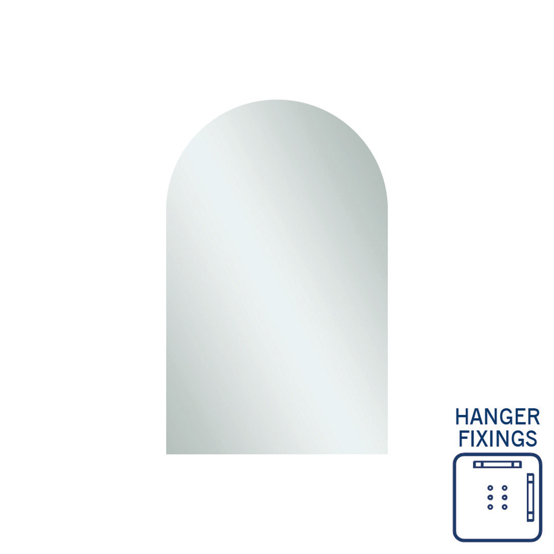 Thermogroup Aspen Polished Edge Arch Mirror 500x800mm with Hangers - AC5080HN
