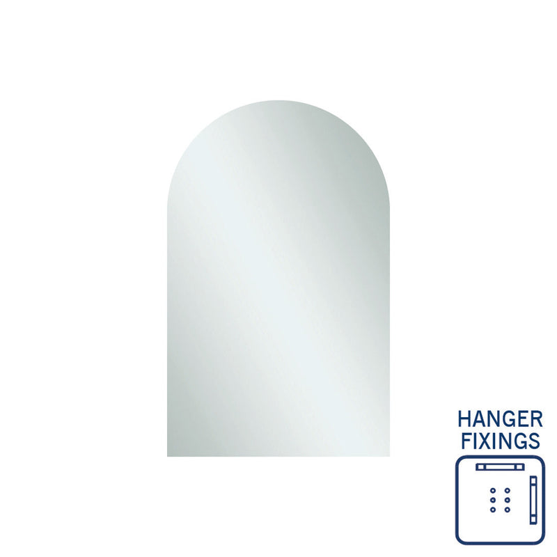 Thermogroup Aspen Polished Edge Arch Mirror 500x800mm with Hangers