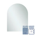 Thermogroup Aspen Polished Edge Arch Mirror 750x1000mm with Hangers and Demister - AC7510HND