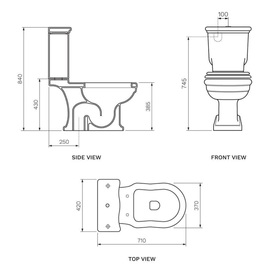 Parisi Hermitage Toilet Suite S-Trap - White - ACH01